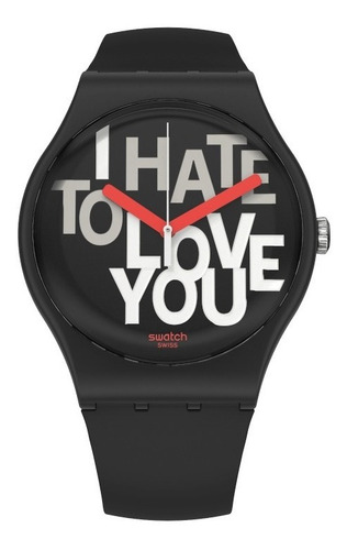 Reloj Swatch Hate 2 Love Suob185 Color de la correa Negro