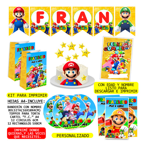 Super Mario (kit Para Imprimir)