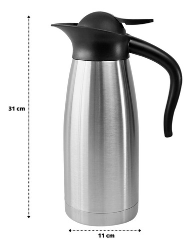 Casita Garrafa Térmica Inox 1.5L prateado e preto lisa