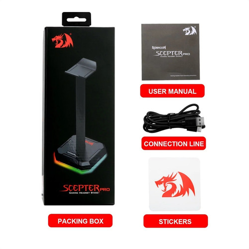Imagen 7 de 10 de Base Para Auricular Gamer Redragon Ha300 Specter Pro Rgb