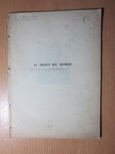 El Origen Del Hombre, Ascendencia Y Parentesco - P.ameghino