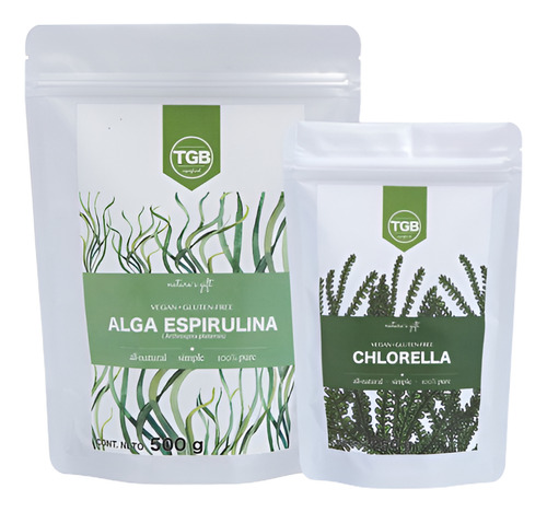 Combo Alga Espirulina 525g + Chlorella 262g. 5% Extra