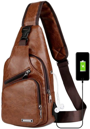 Bolso Bandolera Moderno De Cuero Genuino Para Hombre