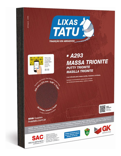 Lixa Massa Trionite 50 - Kit C/50 Folhas