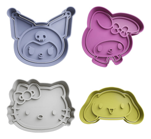 Set 4 Cortadores De Galleta Gatita Coneja Cabeza Kitty Hello