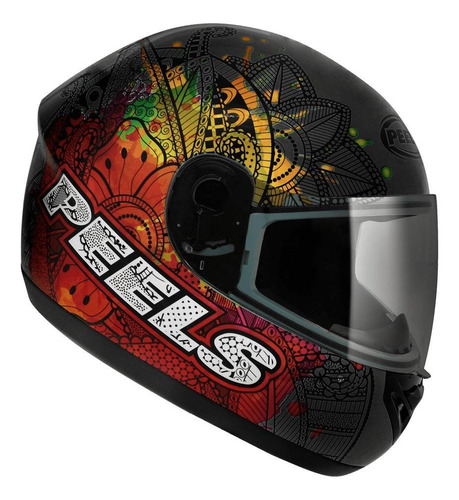 Capacete Moto Peels Spike Indie Preto Color Cor Laranja Tamanho do capacete S - 55/56