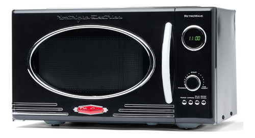 Horno Microondas Retro Grande 800w Pantalla Digital Negra