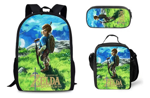 Mochila Zelda Legend, Bolsa Para Almuerzo, Bolígrafo, Set De Color 004