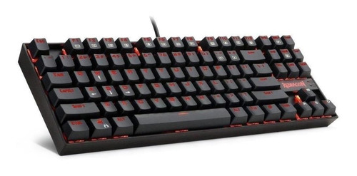 Imagen 2 de 2 de Teclado gamer Redragon Kumara K552 QWERTY Outemu Blue español latinoamérica color negro con luz roja
