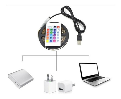 Rgb Kit de tiras LED 5050 con control USB de 5m 16 colores