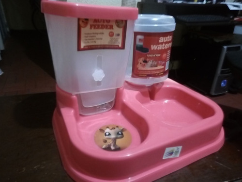 Dispensador Doble Comida Y Agua. Para Mascotas