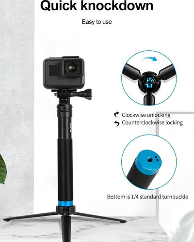 Monopod Trípode Telesin De Aluminio Para Cámara Gopro