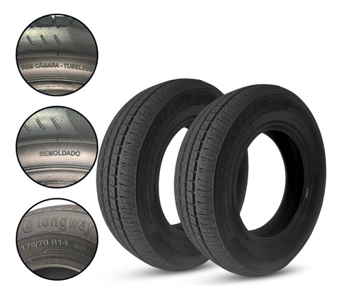 Kit 2 Pneus 175/70r14 Aro14 Inmetro + Cabo De Bateria Brinde