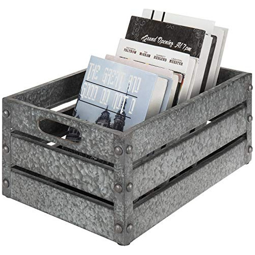 Mygift - Caja De Almacenamiento De Metal Galvanizado Rustico