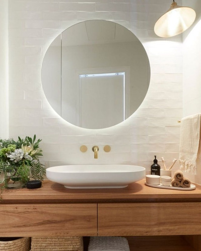 Espejo Redondo Con Luz Led De 60cm Para Baño