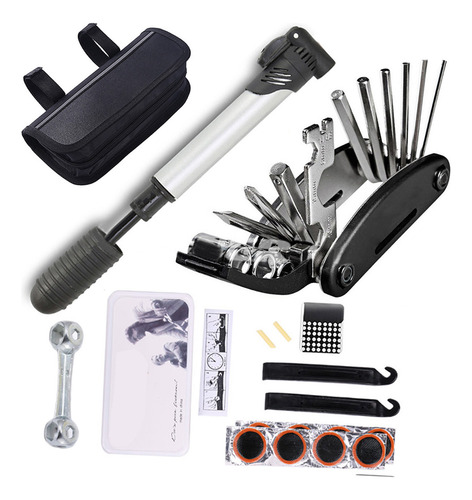 Kit De Reparo De Bicicletas Patch, Bolsa Portátil, Chave Sól