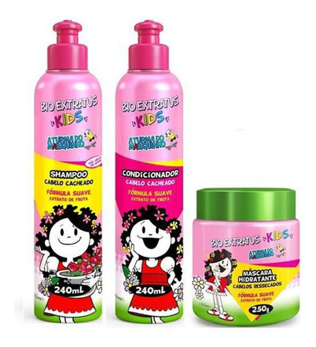Kit Kids Cabelo Cacheado Shampoo Condicionador 240ml Máscara