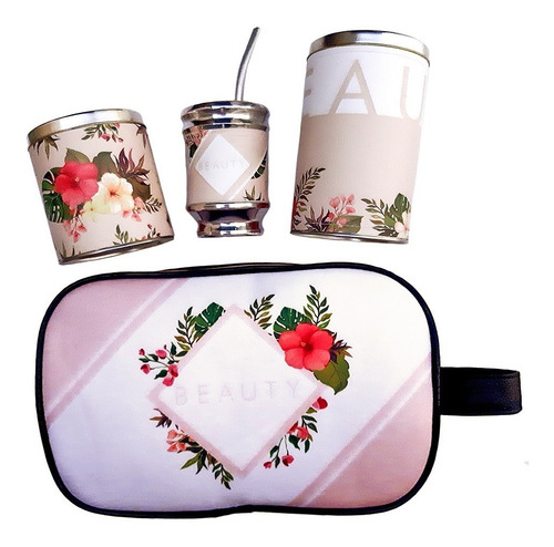 Imagen 1 de 7 de Kit Matero Neceser Beauty Yerbera Azucarera Mate Madera
