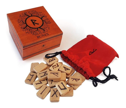 Wooden Runes Runas Y Caja De Madera Italiano Lo Scarabeo