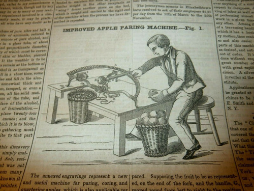 1853 Apple Paring Machine- W H Lazelle