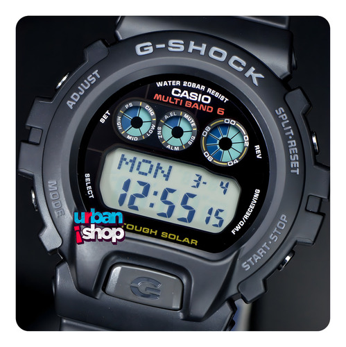 Pulseira de relógio Casio G Shock Gw6900 Multiband 6 Solar Chronometer, cor preta
