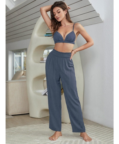 Conjunto De Pijama De Tres Piezas Tipo Cárdigan De Manga Cor