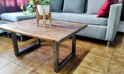 Mesa Ratona Industrial Hierro Y Madera Maciza Anchico Unica