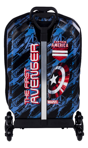 Mochila E Lancheira Em 3d Capitão America Rígida Cor Azul