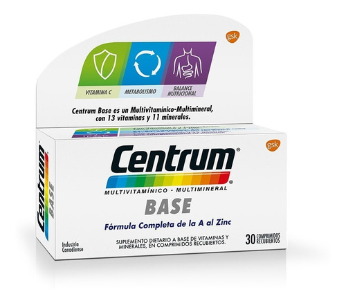 Suplemento en comprimidos Centrum  Multivitamino Multimineral Cmp x 30 vitaminas