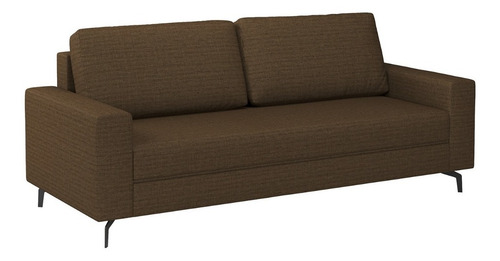 Sofá Loft 174 Cm Linhão Marrom Com Preto 3 Lugares