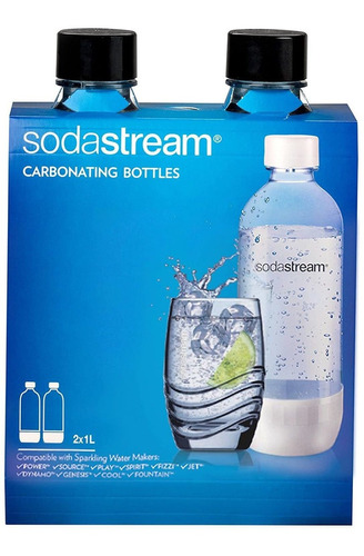 Sodastream 1-liter Carbonating Bottle, Black, 2-pack