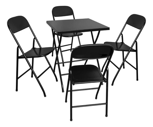 Conjunto De Mesa com 4 Cadeiras Dobráveis De Bar Preto Leiromar