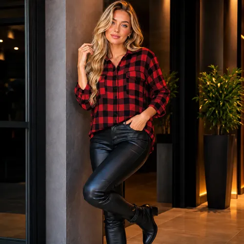 Camisa Xadrez Feminina Inverno Quadriculada Flanelada Quente