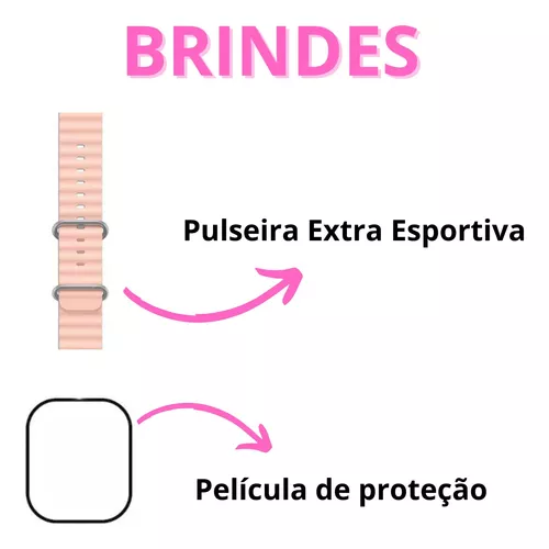 Relógio Lançamento Smart Watch P80 com 2 Pulseiras Rosa - ZION STORE RJ