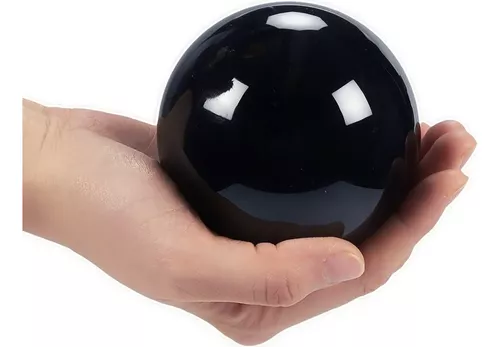 Pssopp Bola de cristal obsidiana preta com base, bola de cristal de 40 mm  para decoração de casa