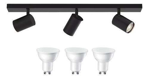 Aplique Spot Living Cocina Baño 3 Luces Acero + Gu10 Led