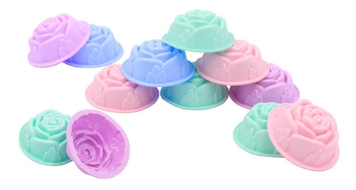 Pack 12 Capacillos Silicona De Mini Rosas - Cupcakes Muffins