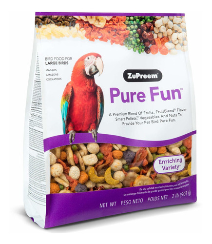 Zupreem Pure Fun Bird Food Para Pájaros Grandes, 2 Lb - Vari