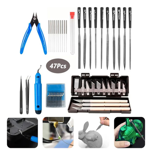 Kit 47 De Acessorios Ferramentas Completo Para Impressão 3d Manuais Orginal Novo Estilete Pinças Agulha Inox Agulhas De Limpeza De Bico A...