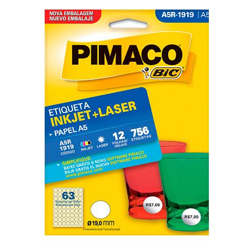 Pimaco Inkjet Laser A5 A5r-1919 756 Etiquetas Pimaco