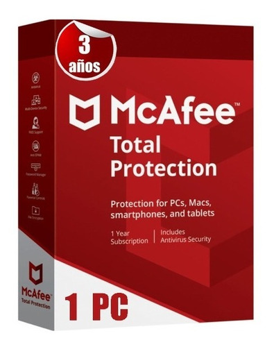 Imagen 1 de 1 de Mcaffe Total Protection 1 Pc Por 3 Años / Tecnosolucionesig