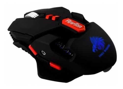 Imagen 1 de 8 de Mouse Gamer Eagle Warrior Raptor Negro Luz Led Mgd837 Usb