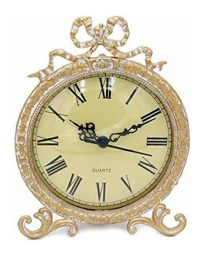 Divertido Vintage Reloj De Mesa De Peltre Vintage Con Lazo D