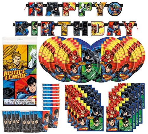 Kit De Suministros Para Cumpleaños Dc Comics De La Liga De