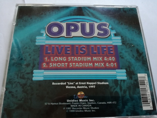Opus - Live Is Life Stadium Version  - Cd - Made In Canada