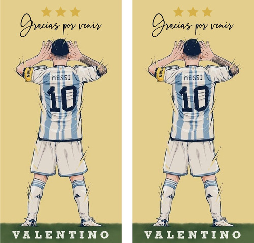 Stickers Cierre Bolsitas Gracias Por Venir X30u Messi Lapiz 