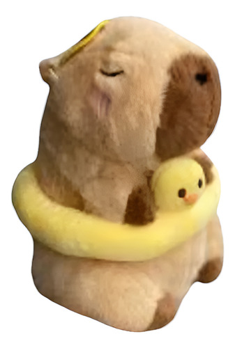 Excelente Peluche Capibara Con Patito Kawaii Marrón Claro