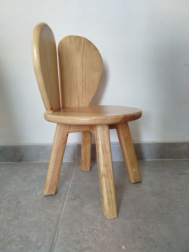 Silla Infantil Madera Solida Diseño Raton Natural