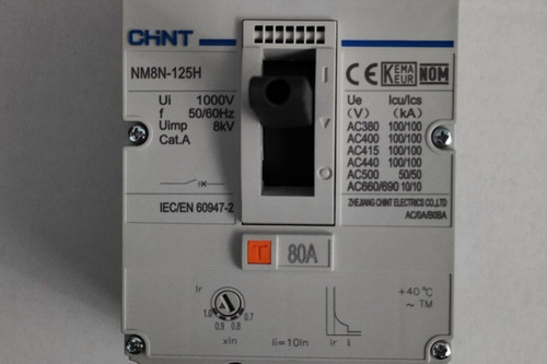 Interruptor Termomagnético Nm8n 80 A. Marca Chint