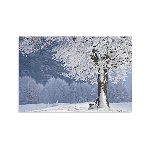 Póster Decorativo De Pared Con Diseño De Árbol De Nieve De I